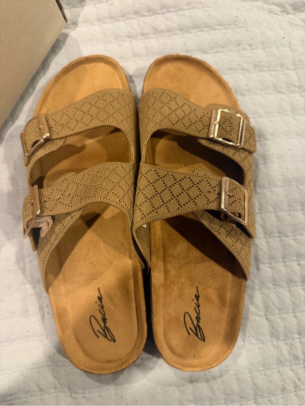 Women's Double-Strap Slide Sandals in Camel